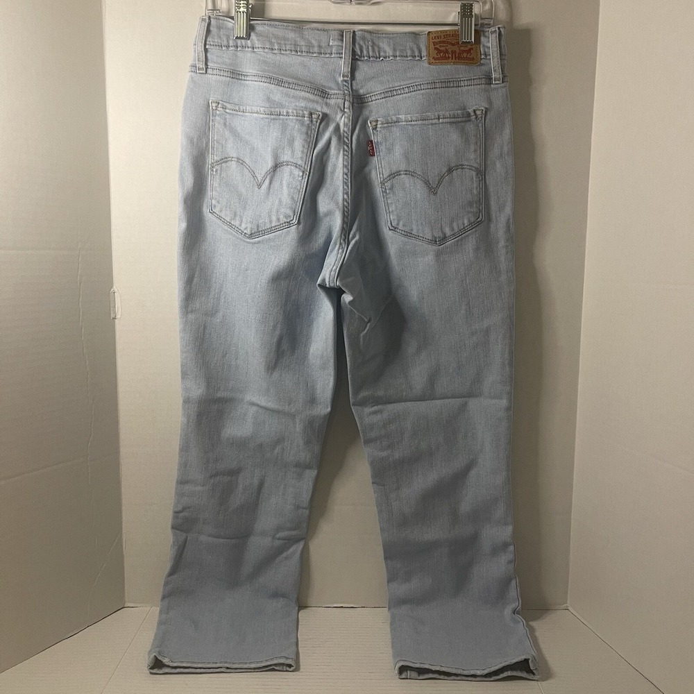 Levis 724 High Rise Straight Crop Denim Light Blue Jeans Womens Size 30 Stretch